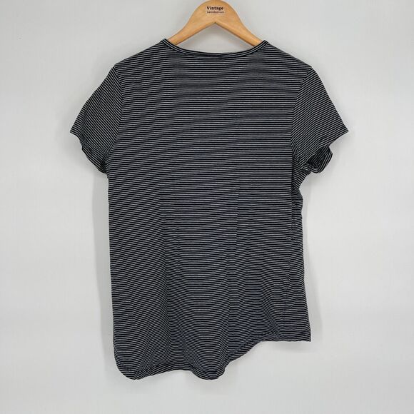 FOIL Organic Cotton Striped Top M High-Low Hem Minimalist Casual Costal Parisian - Picture 2 of 9